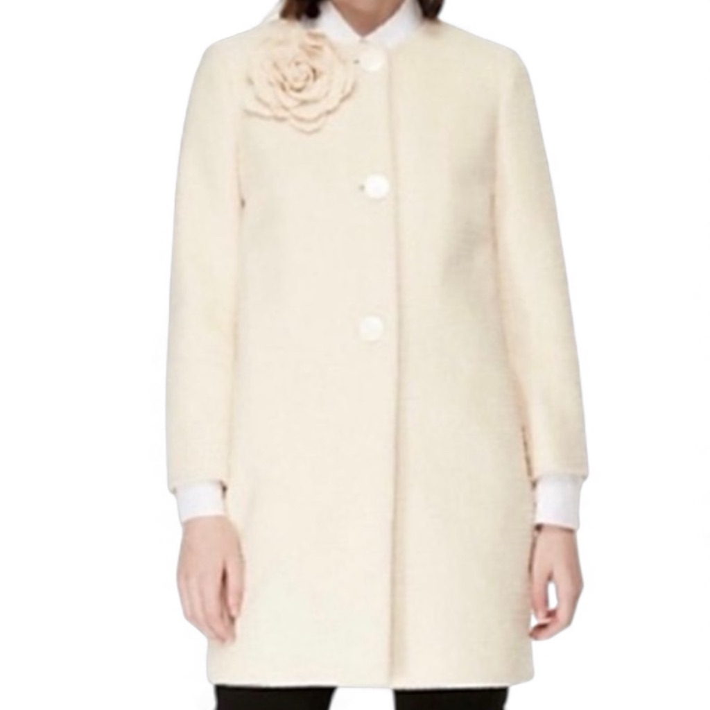Kate Spade Coat Off White Tweed Cotton. Size Xlarge. Pit To Pit Measures 21”